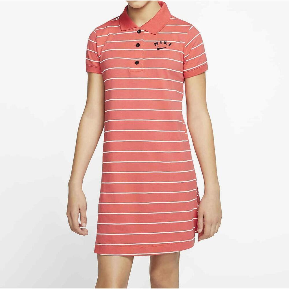 Nike $50 Girl's Summer Polo Striped Dress Punch Size Large